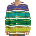 Colorful Ethnic Pattern Print Long Sleeve Baseball Jersey
