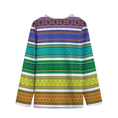 Colorful Ethnic Pattern Print Long Sleeve Short Coat