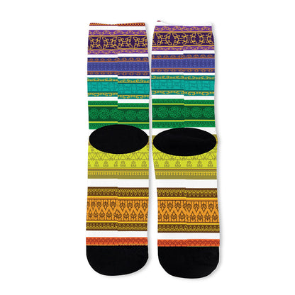 Colorful Ethnic Pattern Print Long Socks