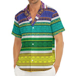 Colorful Ethnic Pattern Print Men's Deep V-Neck Shirt