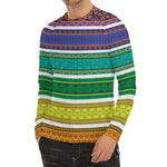 Colorful Ethnic Pattern Print Men's Long Sleeve Rash Guard