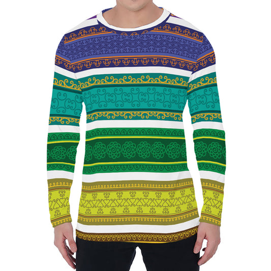 Colorful Ethnic Pattern Print Men's Long Sleeve T-Shirt