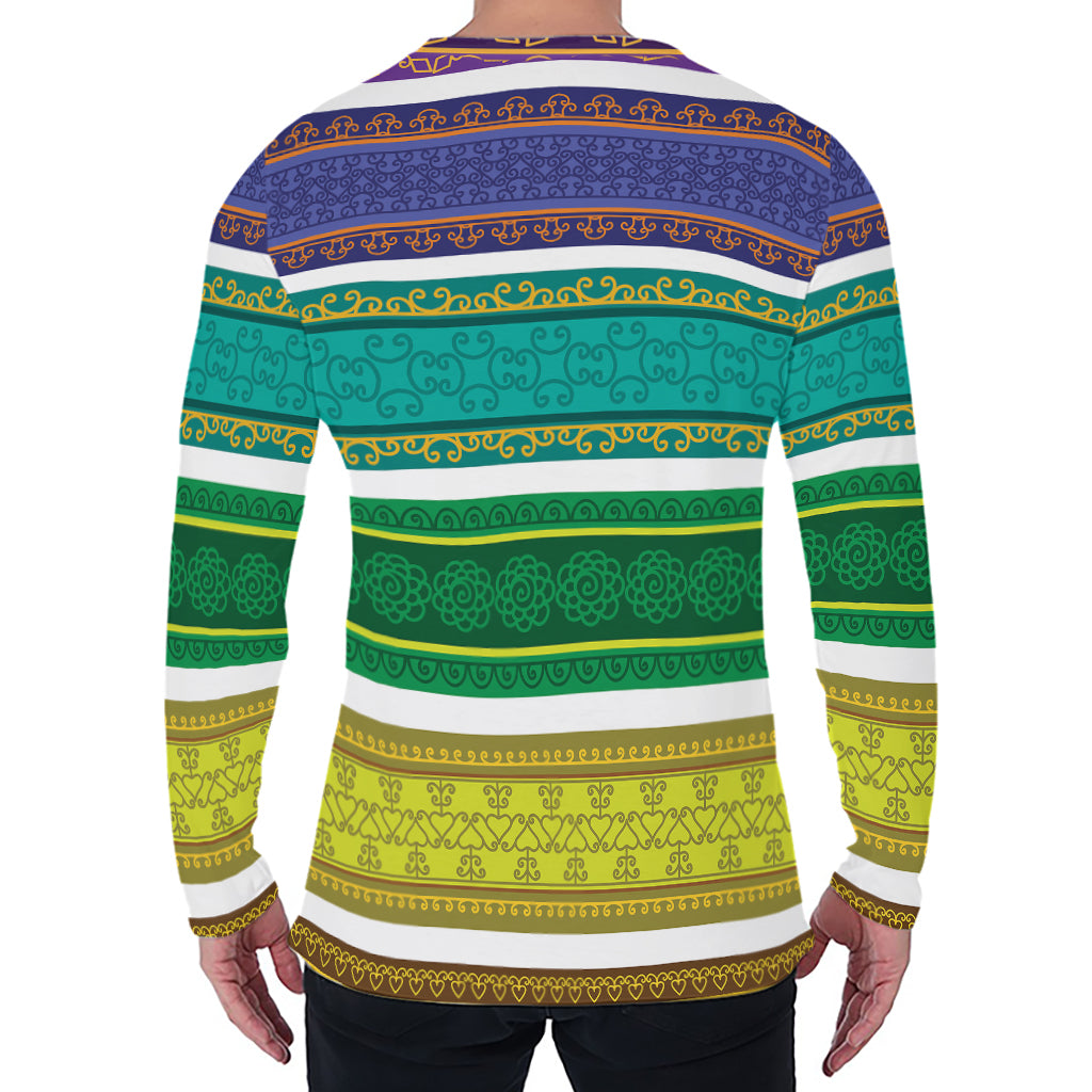Colorful Ethnic Pattern Print Men's Long Sleeve T-Shirt