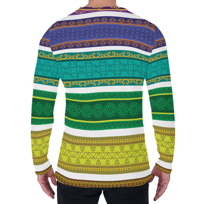 Colorful Ethnic Pattern Print Men's Long Sleeve T-Shirt