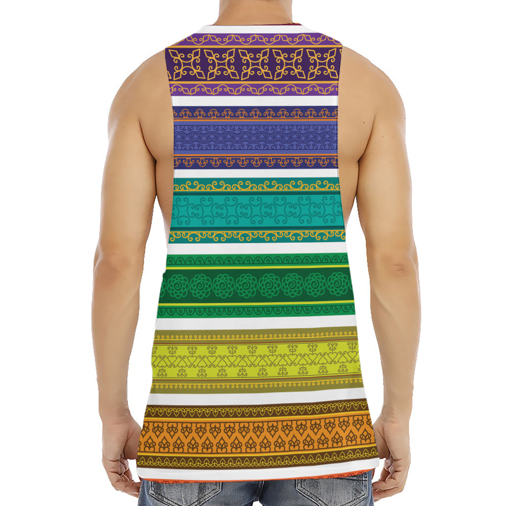 Colorful Ethnic Pattern Print Men's Muscle Tank Top