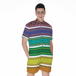 Colorful Ethnic Pattern Print Men's Rompers