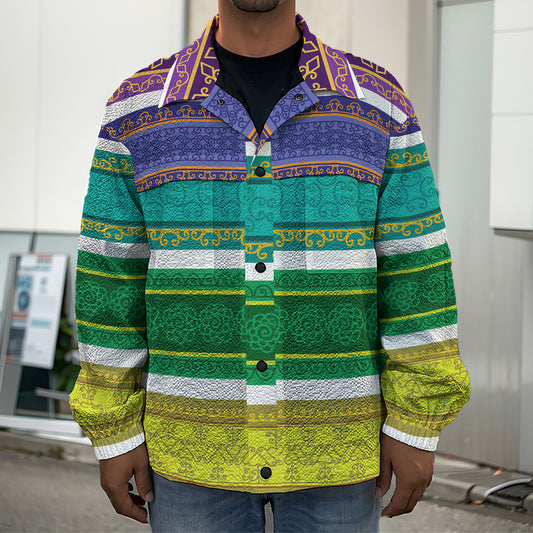 Colorful Ethnic Pattern Print Men's Shirt Jacket