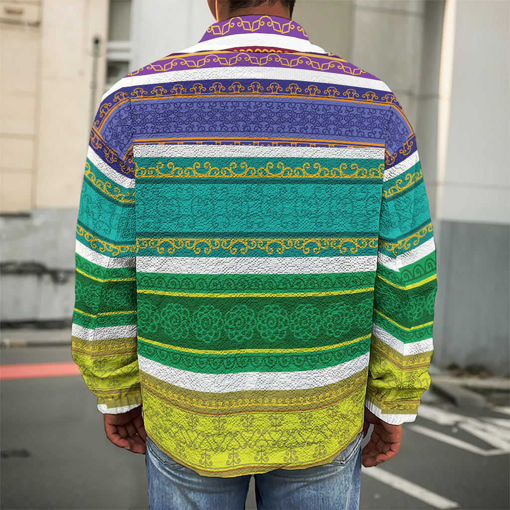 Colorful Ethnic Pattern Print Men's Shirt Jacket