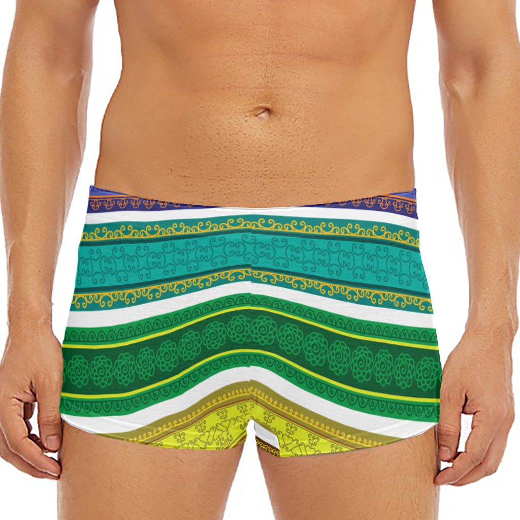 Colorful Ethnic Pattern Print Men's Short Boxer Briefs