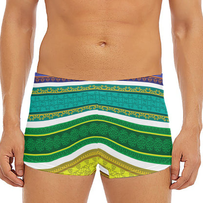 Colorful Ethnic Pattern Print Men's Short Boxer Briefs