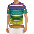 Colorful Ethnic Pattern Print Men's Short Sleeve Rash Guard