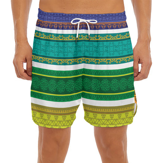 Colorful Ethnic Pattern Print Men's Split Running Shorts