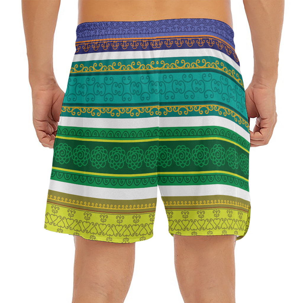 Colorful Ethnic Pattern Print Men's Split Running Shorts