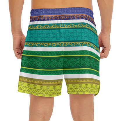 Colorful Ethnic Pattern Print Men's Split Running Shorts