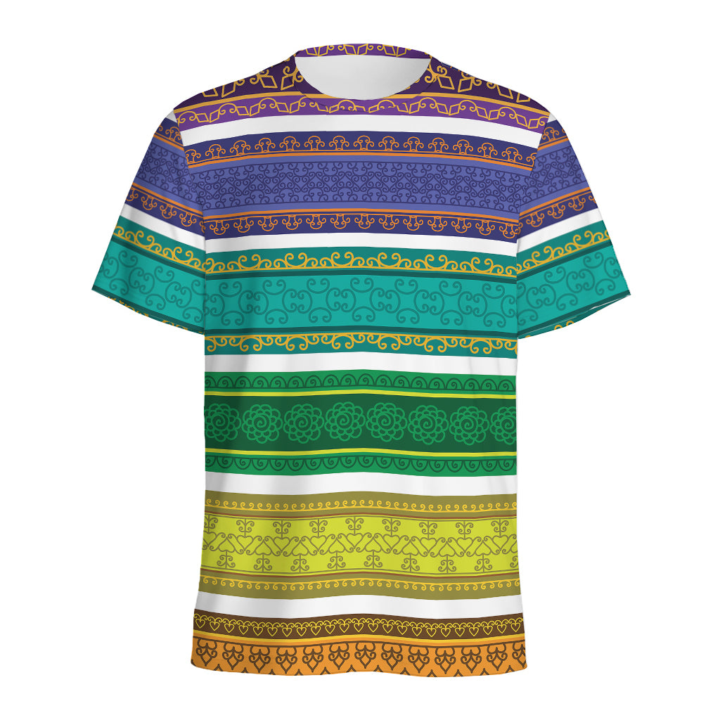 Colorful Ethnic Pattern Print Men's Sports T-Shirt