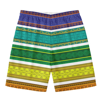Colorful Ethnic Pattern Print Men's Swim Trunks