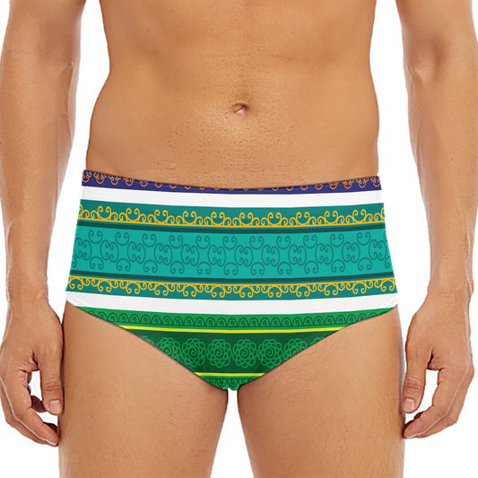 Colorful Ethnic Pattern Print Men's Triangle Swim Briefs