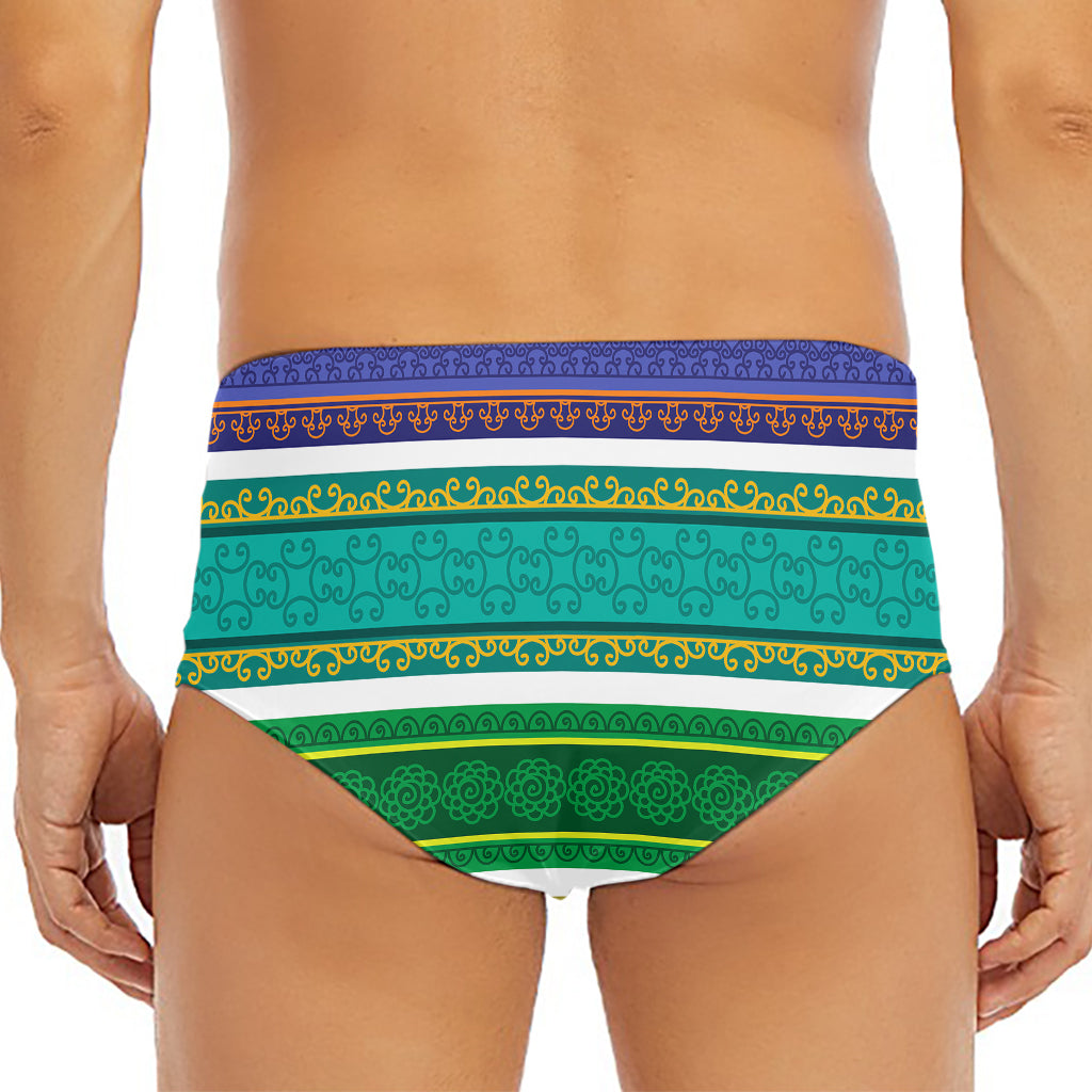 Colorful Ethnic Pattern Print Men's Triangle Swim Briefs