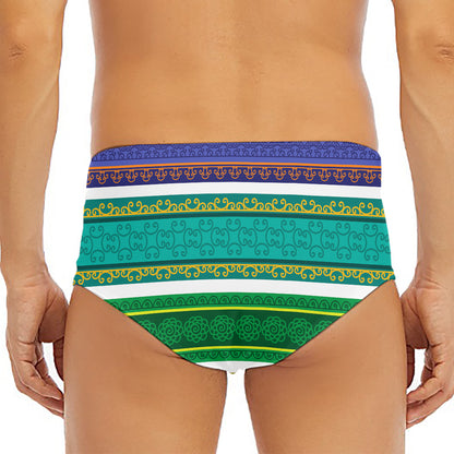 Colorful Ethnic Pattern Print Men's Triangle Swim Briefs