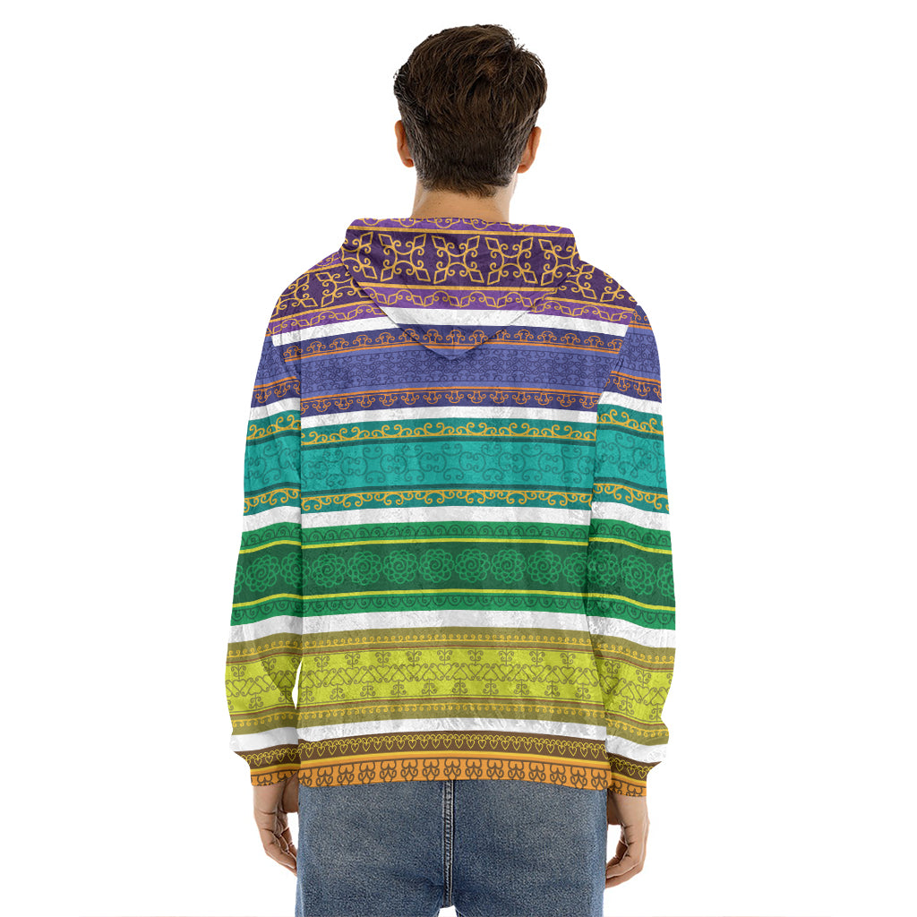 Colorful Ethnic Pattern Print Men's Velvet Pullover Hoodie