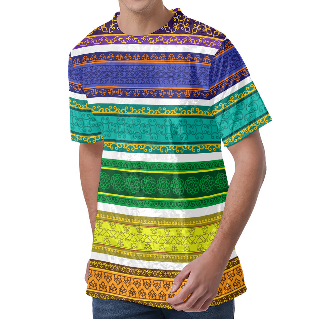 Colorful Ethnic Pattern Print Men's Velvet T-Shirt
