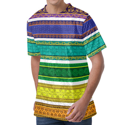 Colorful Ethnic Pattern Print Men's Velvet T-Shirt