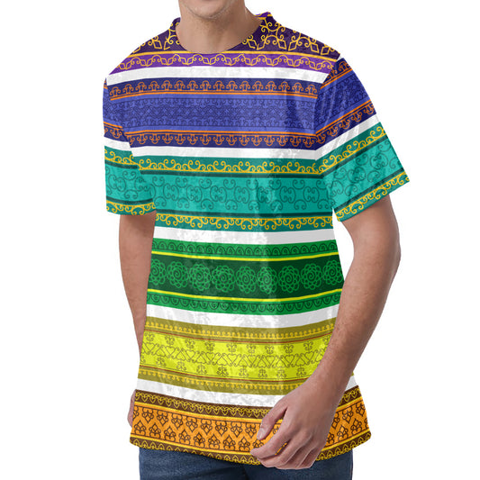 Colorful Ethnic Pattern Print Men's Velvet T-Shirt