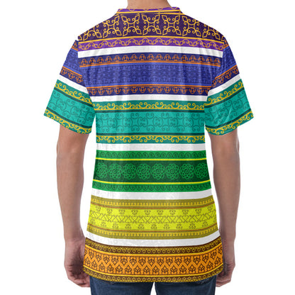 Colorful Ethnic Pattern Print Men's Velvet T-Shirt