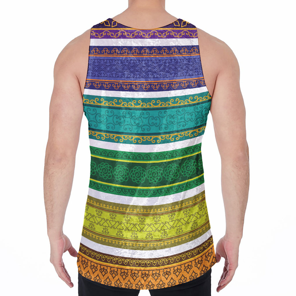 Colorful Ethnic Pattern Print Men's Velvet Tank Top