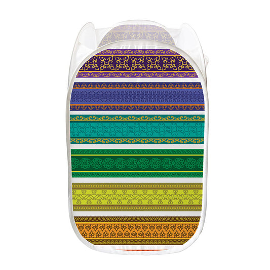 Colorful Ethnic Pattern Print Mesh Laundry Hamper
