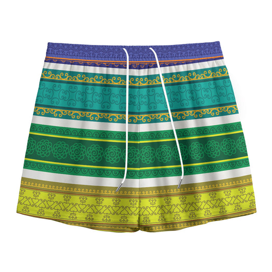 Colorful Ethnic Pattern Print Mesh Shorts