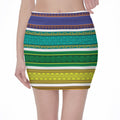 Colorful Ethnic Pattern Print Pencil Mini Skirt