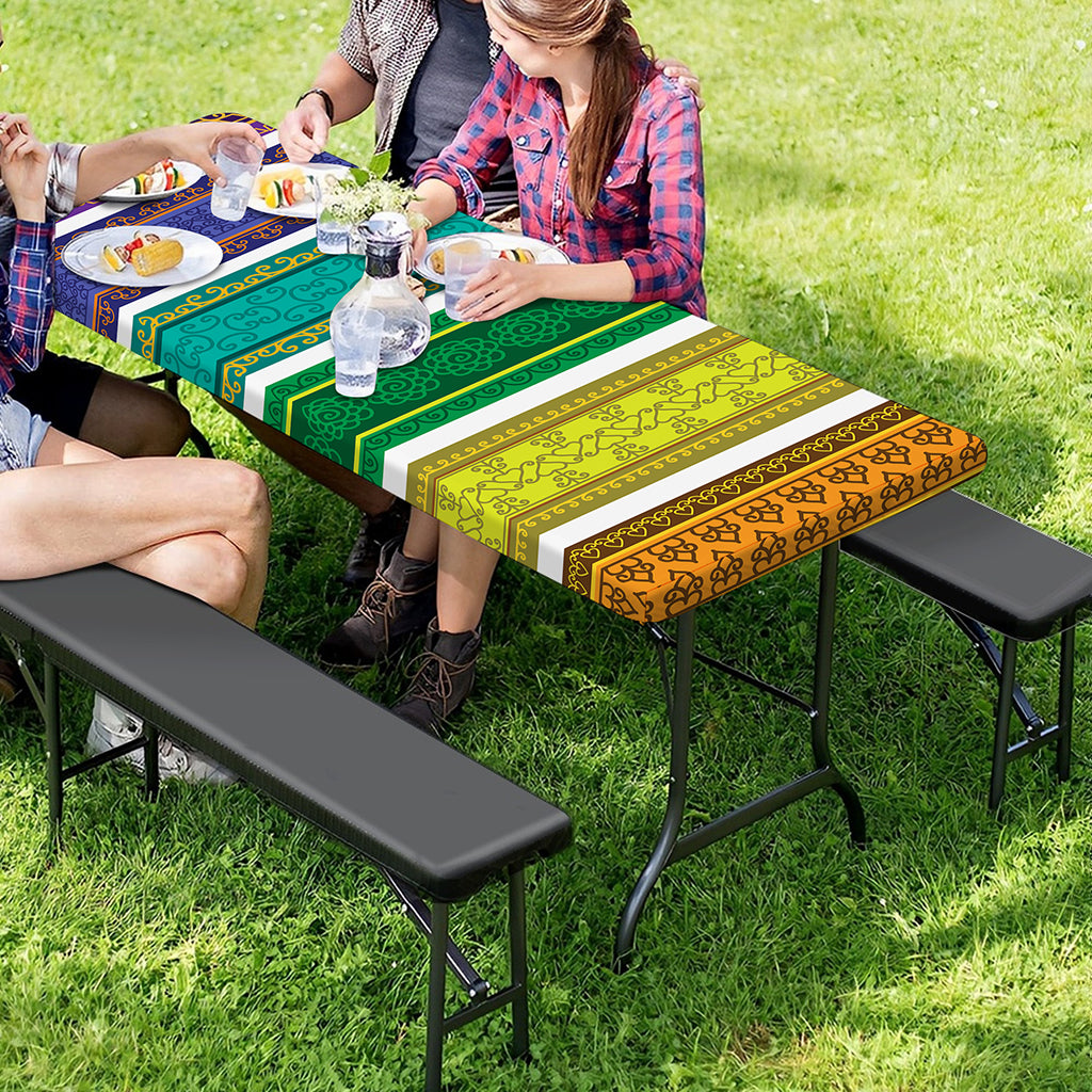 Colorful Ethnic Pattern Print Picnic Table Cover