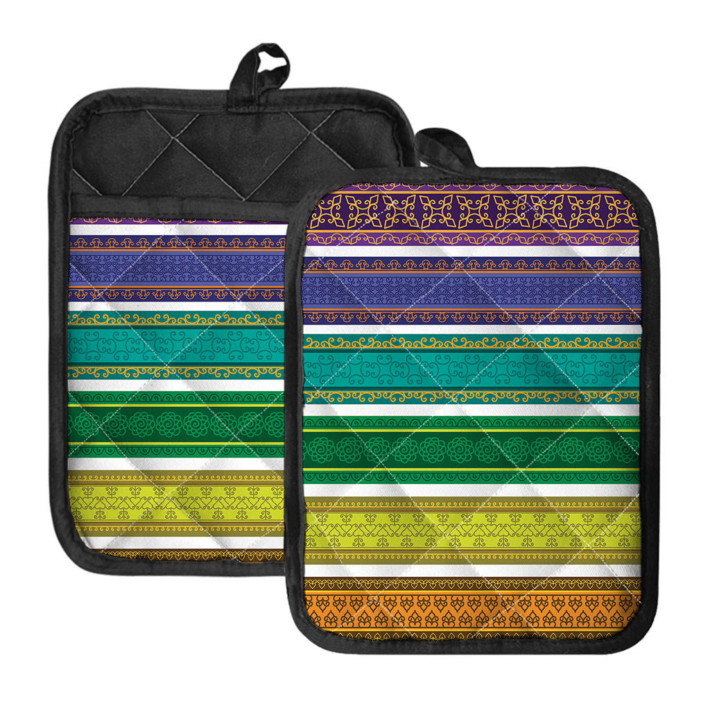 Colorful Ethnic Pattern Print Pot Holders With Pocket