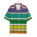 Colorful Ethnic Pattern Print Rayon Hawaiian Shirt