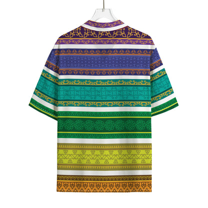 Colorful Ethnic Pattern Print Rayon Hawaiian Shirt