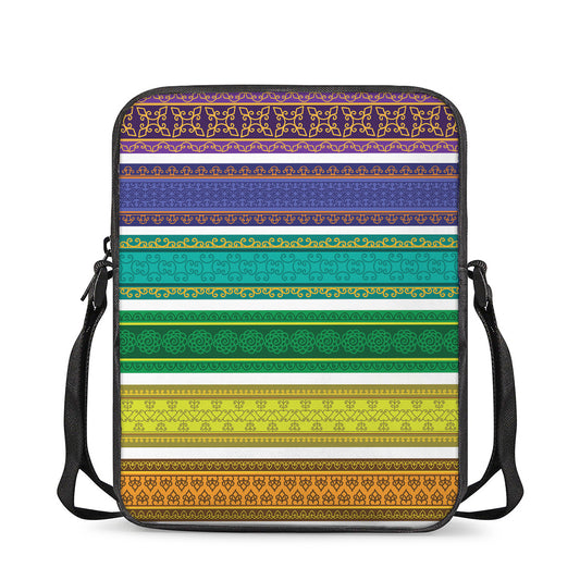 Colorful Ethnic Pattern Print Rectangular Crossbody Bag