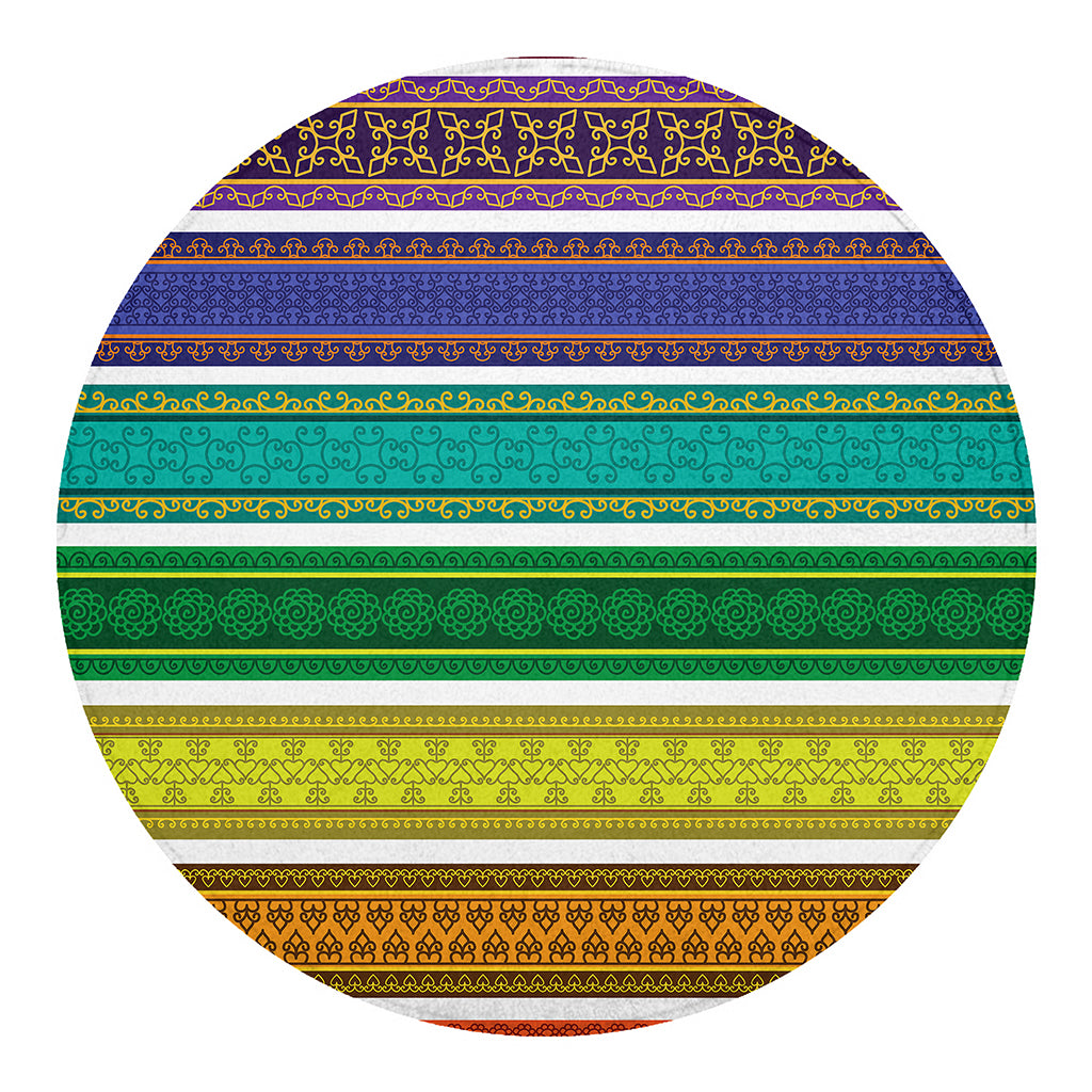 Colorful Ethnic Pattern Print Round Blanket