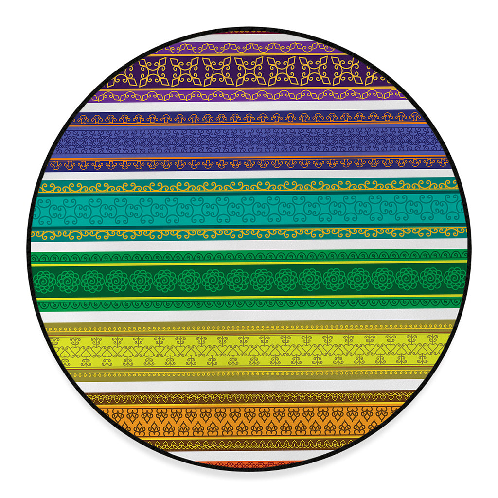 Colorful Ethnic Pattern Print Round Floor Mat