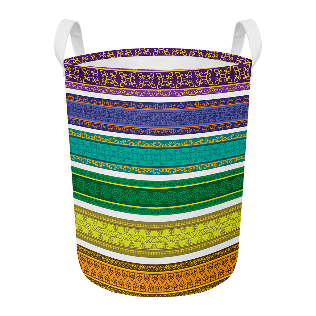 Colorful Ethnic Pattern Print Round Laundry Basket