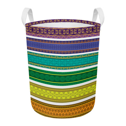 Colorful Ethnic Pattern Print Round Laundry Basket