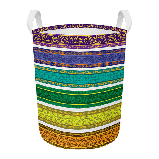 Colorful Ethnic Pattern Print Round Laundry Basket