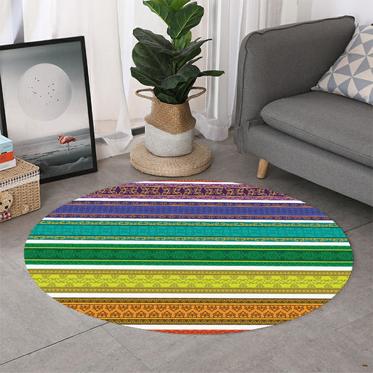 Colorful Ethnic Pattern Print Round Rug