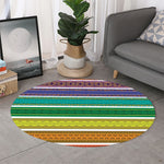Colorful Ethnic Pattern Print Round Rug