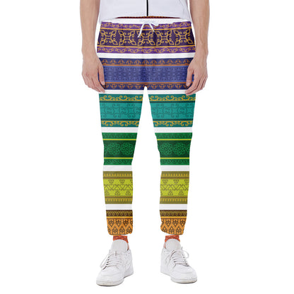 Colorful Ethnic Pattern Print Scuba Joggers