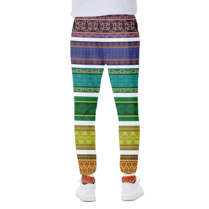 Colorful Ethnic Pattern Print Scuba Joggers