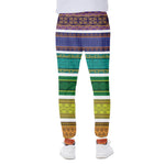 Colorful Ethnic Pattern Print Scuba Joggers