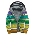 Colorful Ethnic Pattern Print Sherpa Lined Zip Up Hoodie