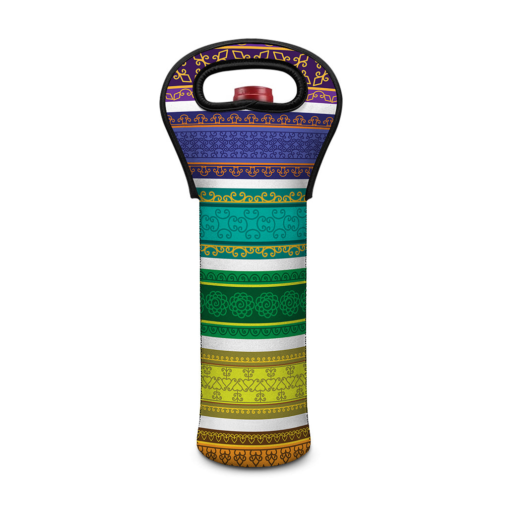 Colorful Ethnic Pattern Print Single Neoprene Wine Tote