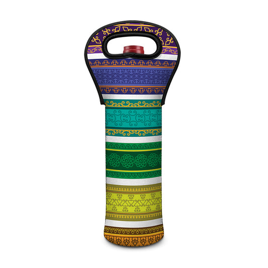 Colorful Ethnic Pattern Print Single Neoprene Wine Tote